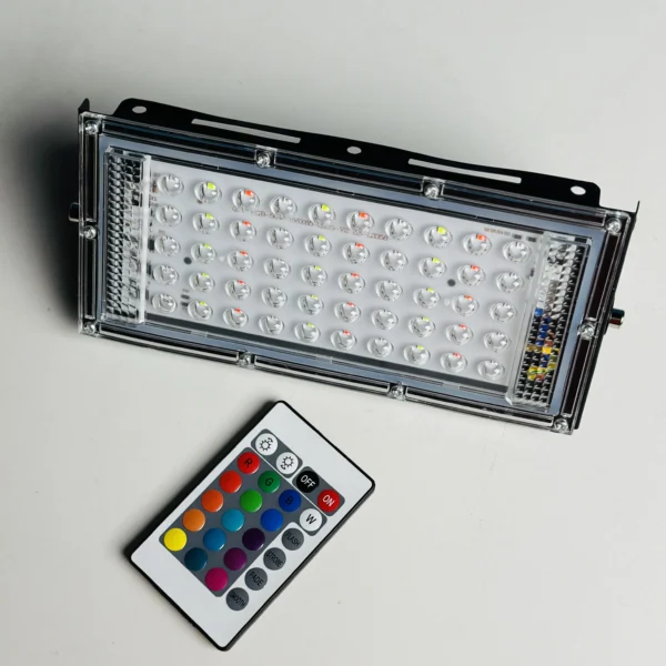 RGB LED Flood Light- Remote Controlled IP66 Waterproof Landscape & Outdoor Lighting (50W, AC220V)